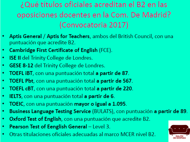 puntuaciones salón de idiomas habilitación lingüística